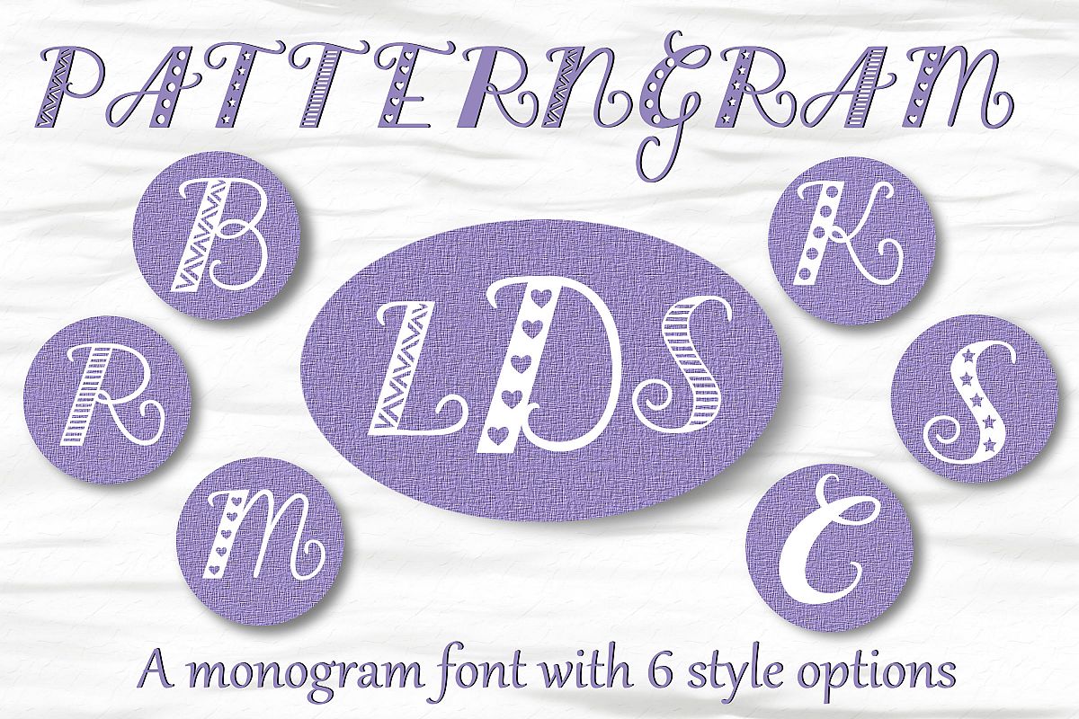 Patterngram - Monogram font with 6 style options example image 1