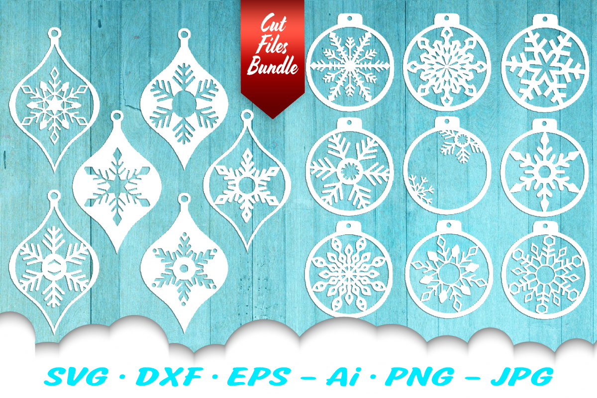 Snowflake Christmas Ornament Earring SVG DXF Cut Files example image 1