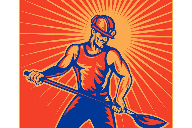 Coal miner at work with shovel front view example image 1