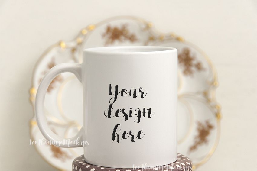 White coffee mug mockup feminine romantic example image 1
