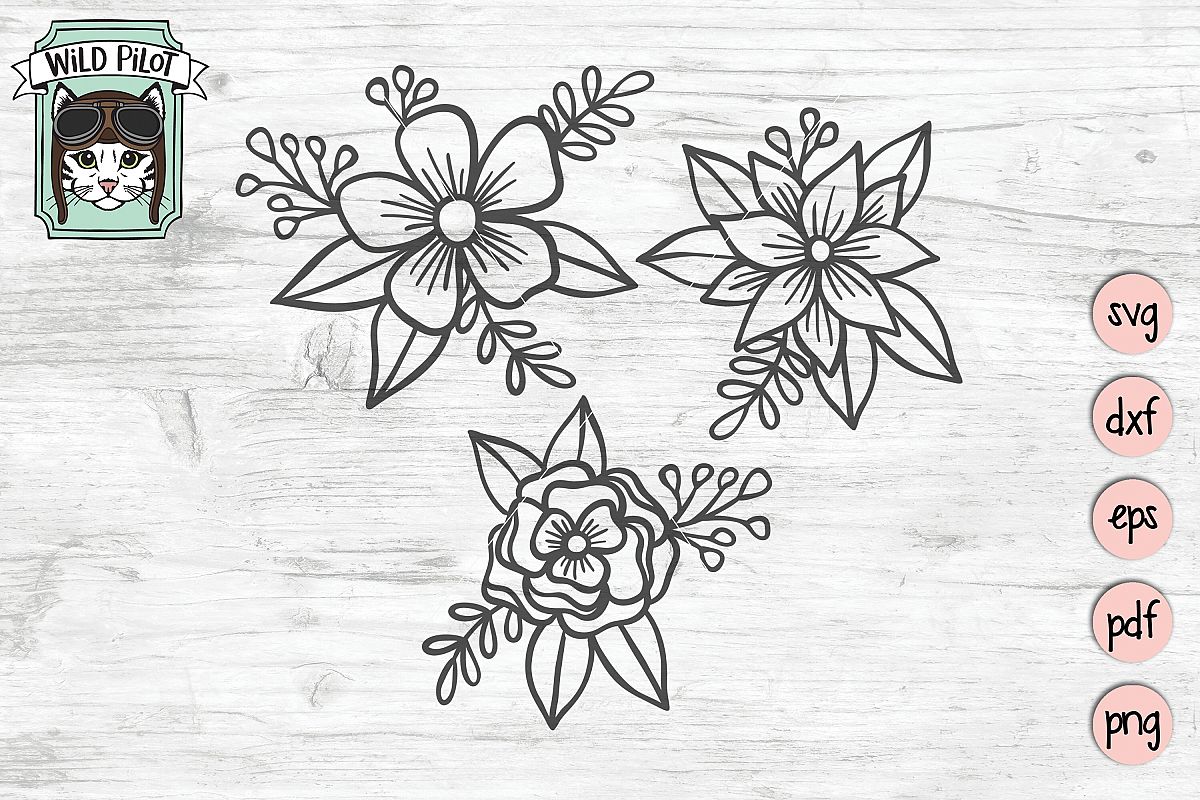 Flower SVG files, Flower cut file, Flower Bundle SVG example image 1
