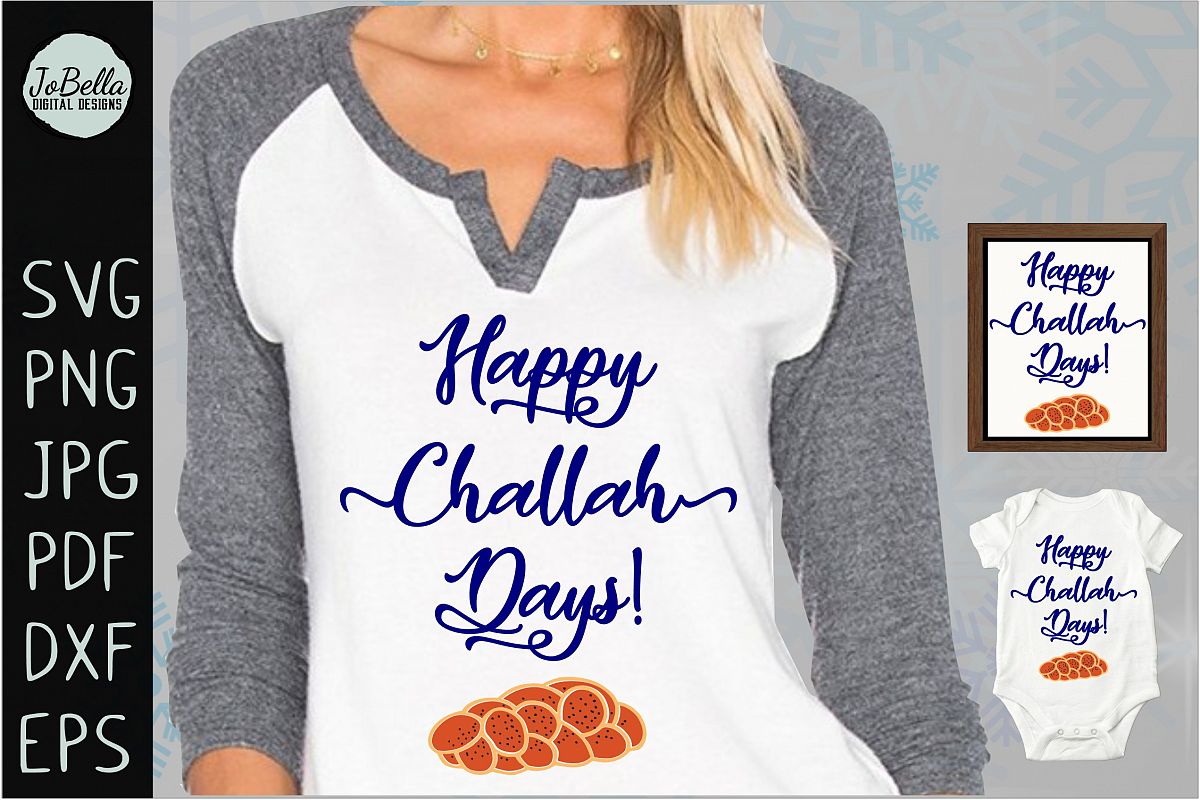 Challah Happy Hanukkah SVG, Printable and Sublimation PNG example image 1