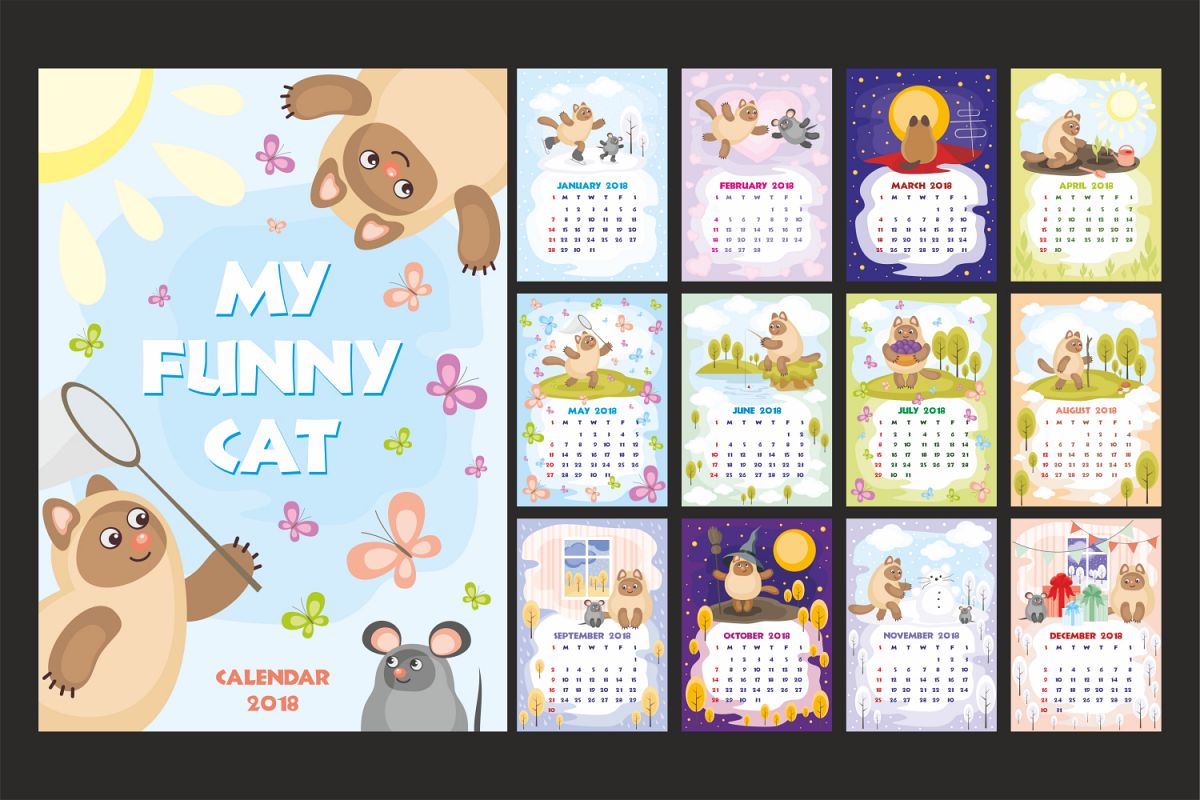 My funny cat. Wall calendar 2018. example image 1