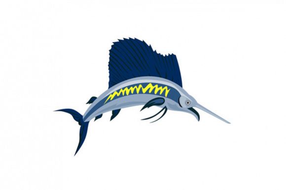 Sailfish Fish Jumping Retro example image 1