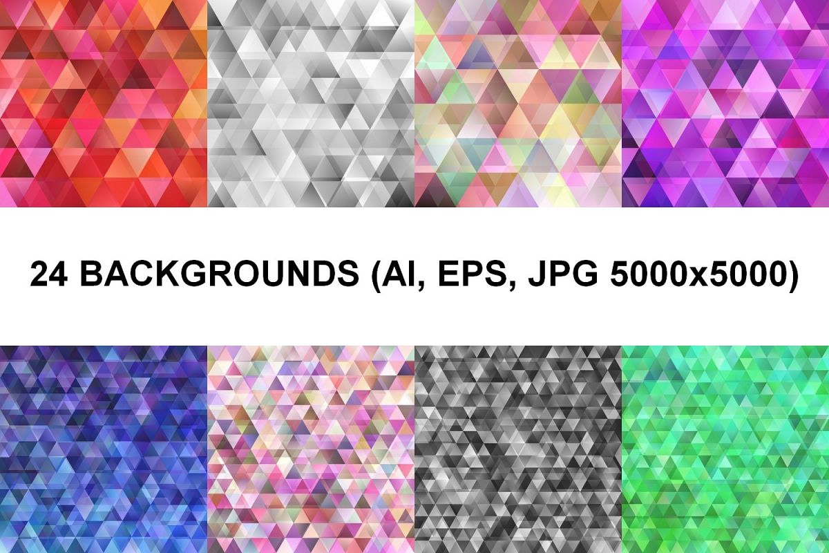 24 Gradient Polygon Backgrounds AI, EPS, JPG 5000x5000 example image 1