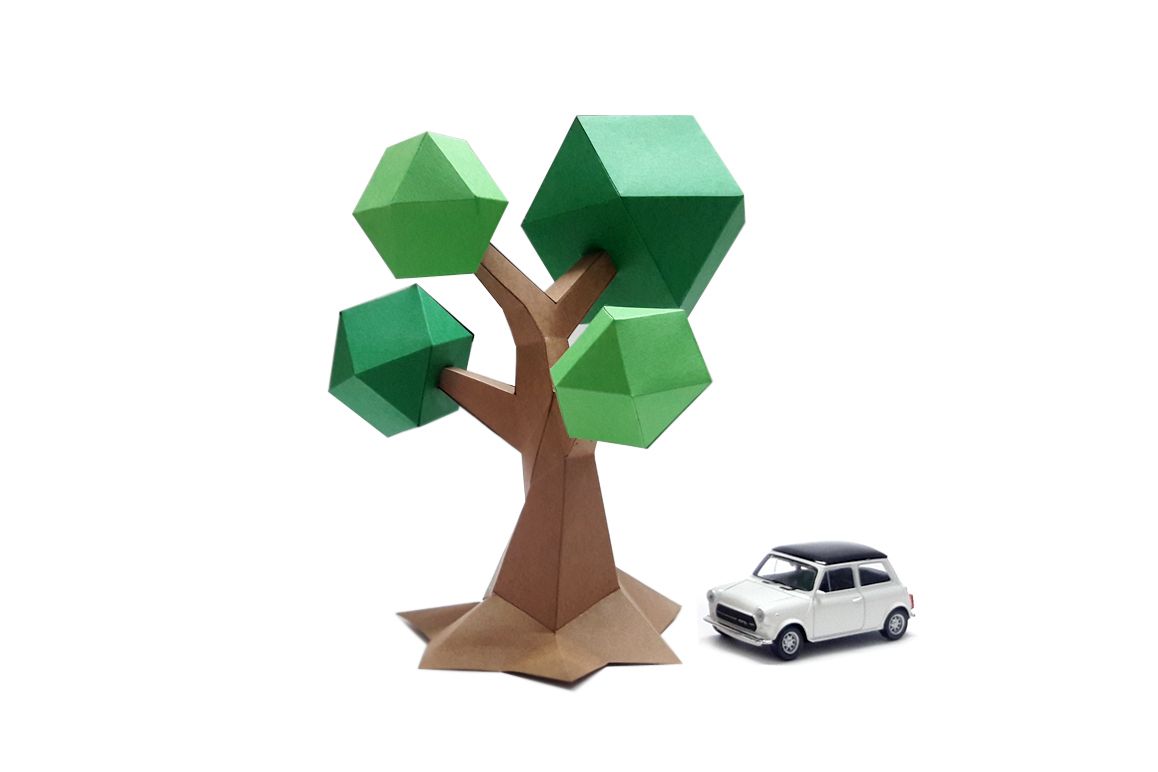DIY Lowpoly Tree - 3d papercraft example image 1