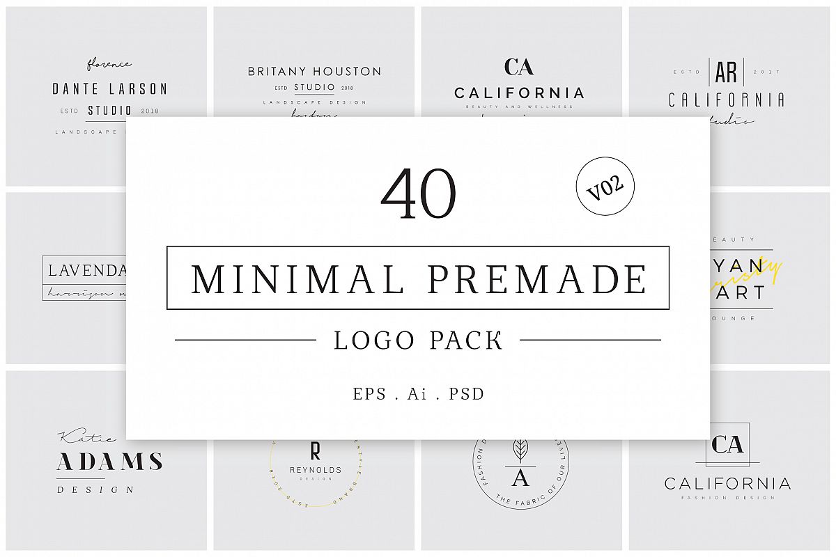 Minimal Premade Logo Bundle V02 example image 1