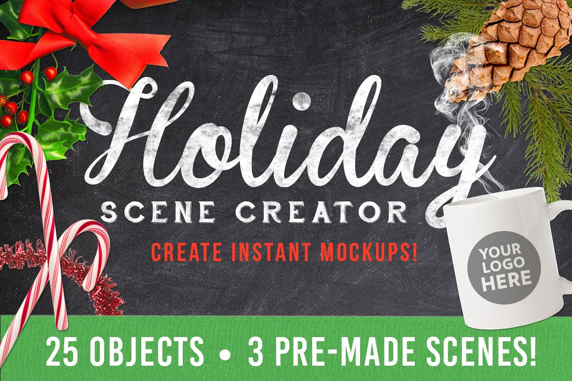 Christmas Holiday Mockup Scene Creator (8372) | Mock Ups | Design Bundles