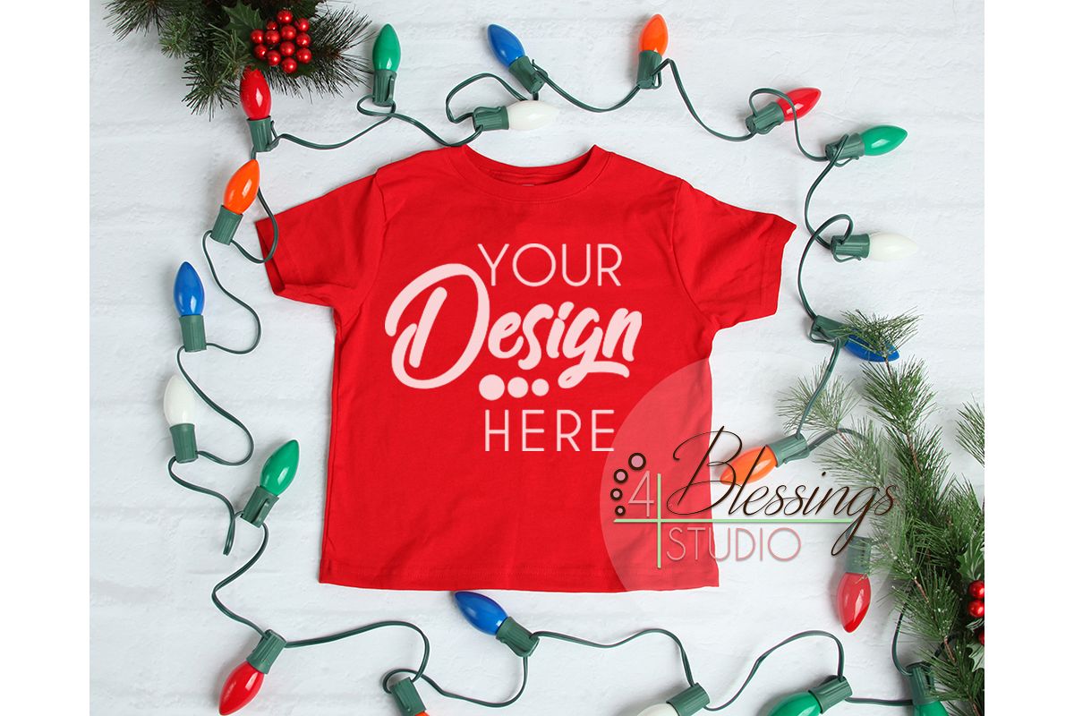 Download Christmas Kids Shirt Mockup Red Childrens Flat Lay Winter