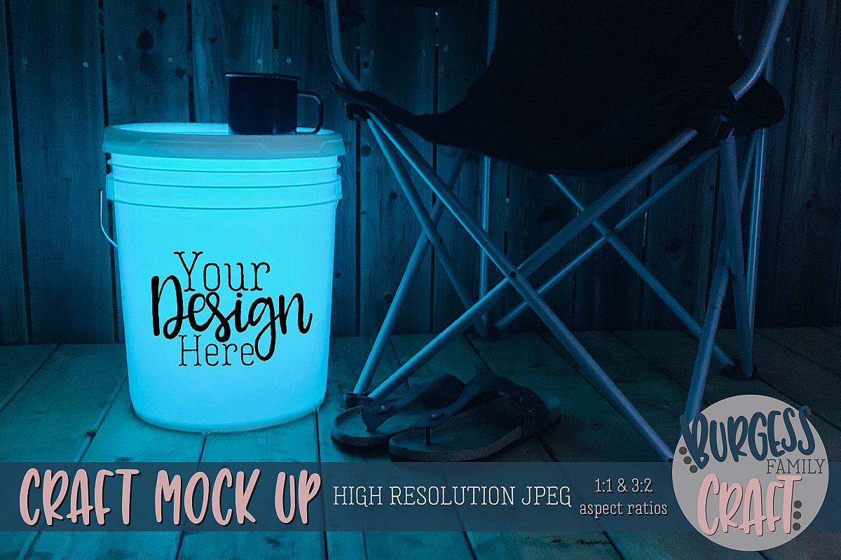 Bucket light table teal Craft mock up| High Resolution JPEG example image 1