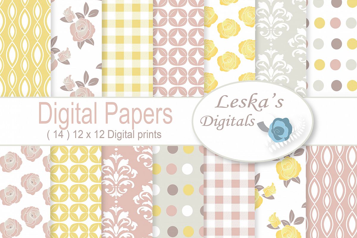 Floral Shabby Chic Digital Paper example image 1