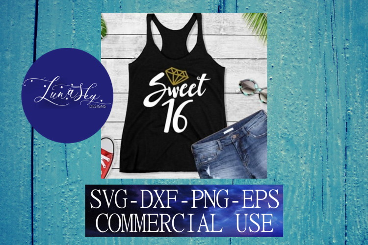 Sweet 16 SVG, DXF, PNG, EPS Cutting files example image 1