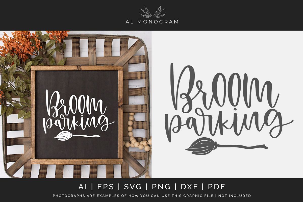 Broom Parking Farmhouse Sign Halloween SVG Digital Laser Cut example image 1