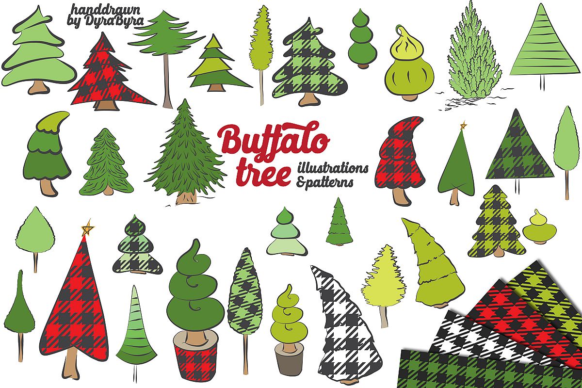 Buffalo Plaid Christmas Trees - Vector, SVG, EPS example image 1