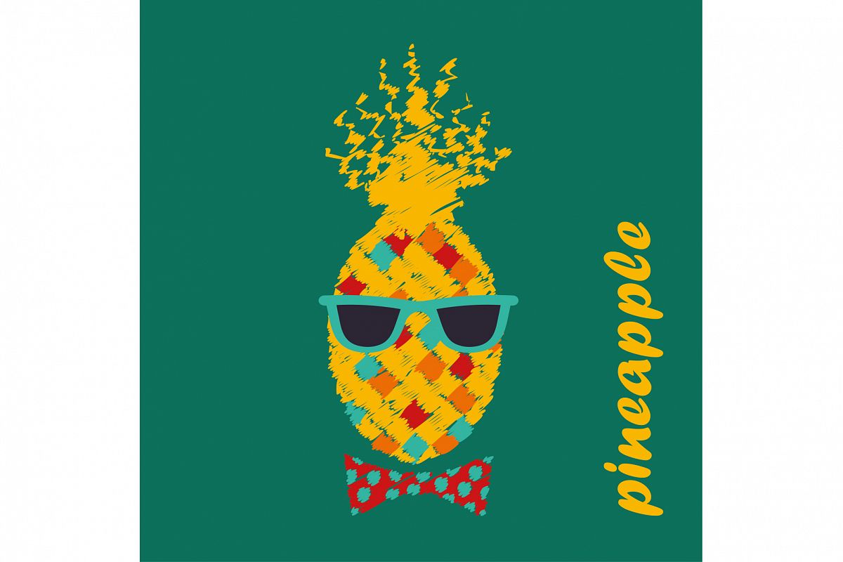 Poster Pineapple with glasses. Vector illustration. 1 of the jpeg file in resolution 4167*4167px and 1 file eps8 1000*1000px. example image 1