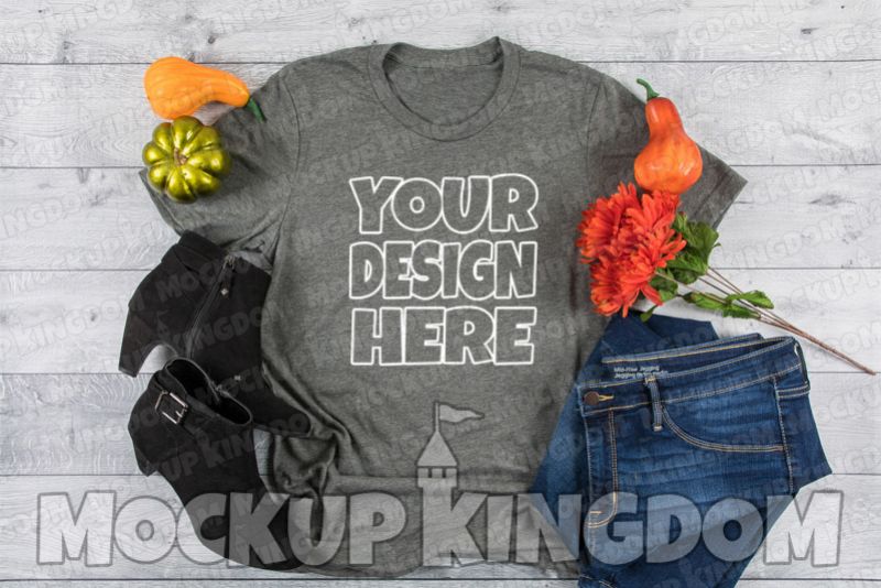 Unisex Crew Neck Shirt Mockup, Bella Canvas Mockup example image 1