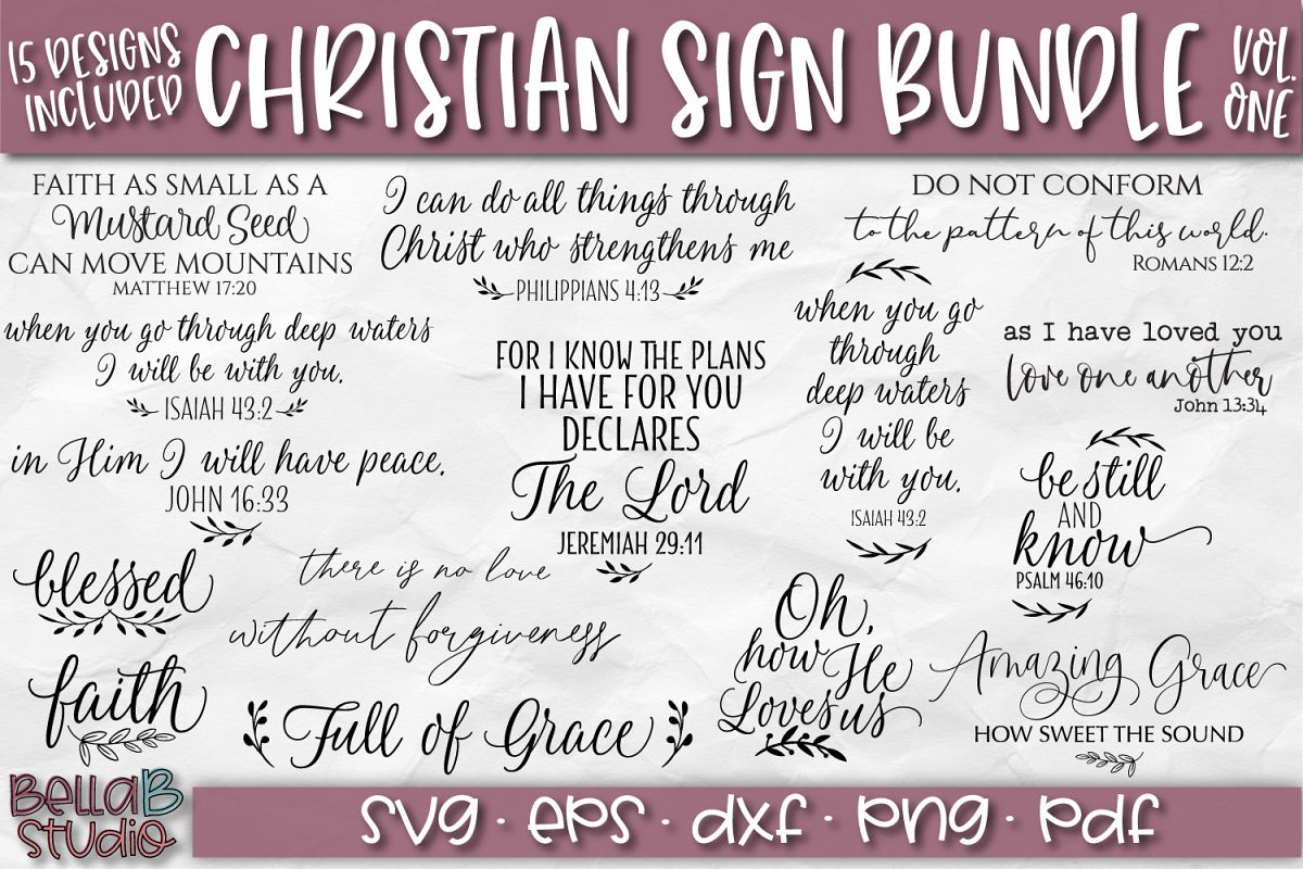 Christian Quotes SVG Bundle, Christian SVG Cut Files example image 1