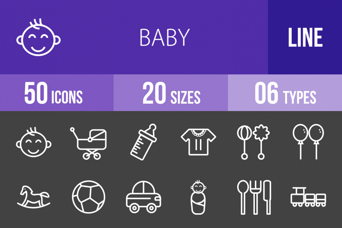50 Baby Line Inverted Icons example image 1
