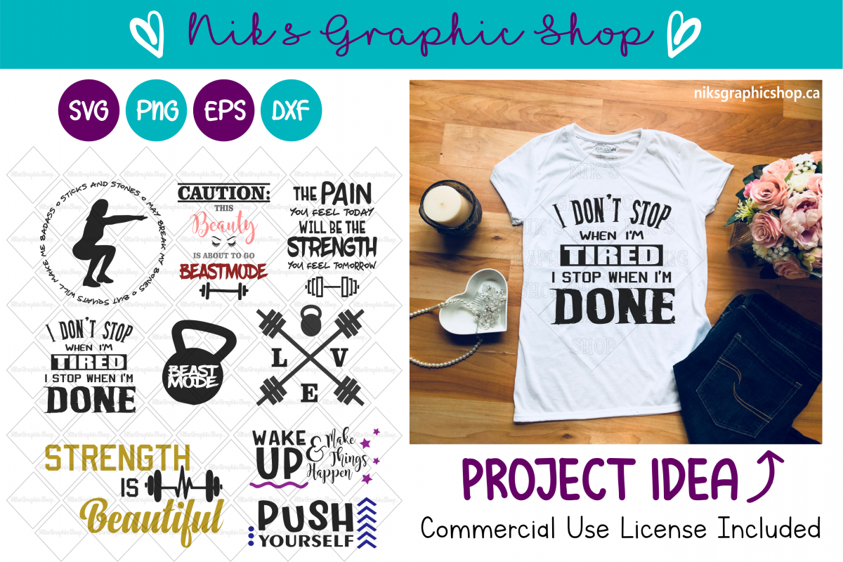 Fitness Bundle Svgs, Workout Svgs, Fitness Svgs, Exercise example image 1