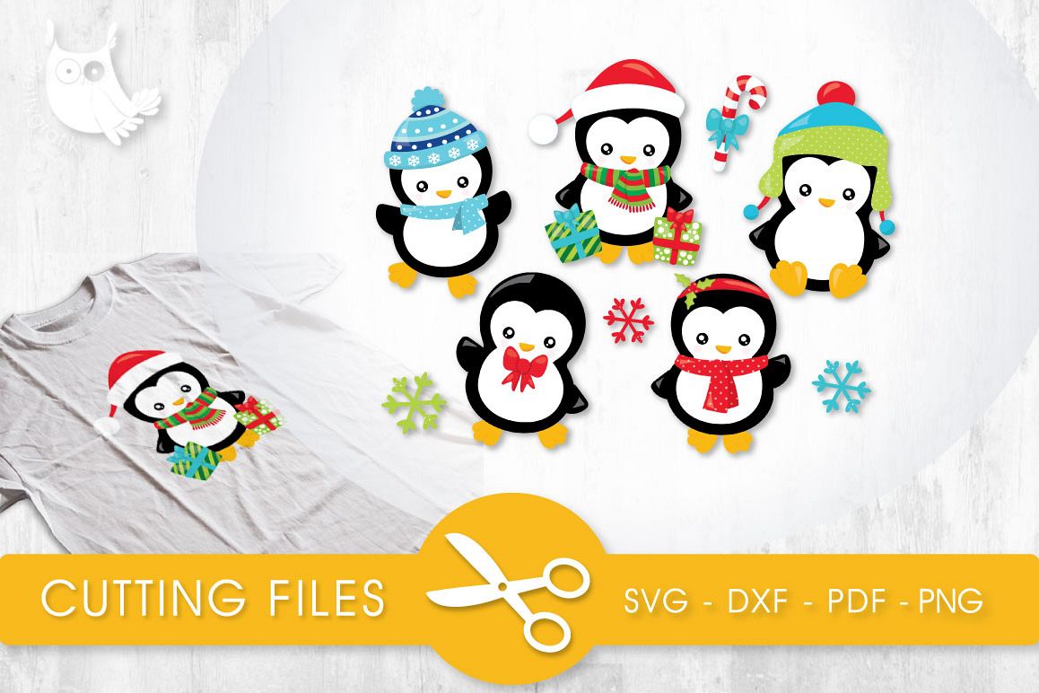 Cute Winter Penguins cutting files svg, dxf, pdf, eps included - cut