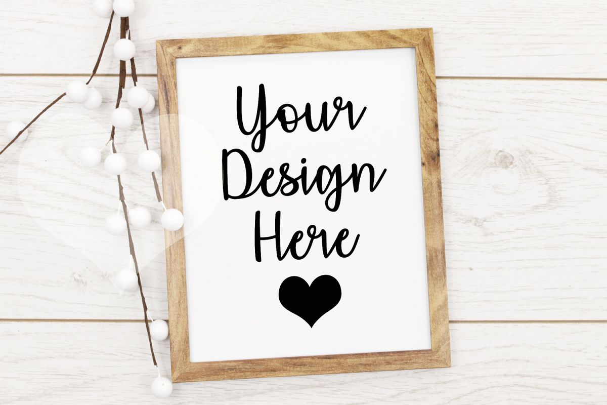Styled Frame Mockup, Dark Oak Frame Mockup, Stock Photo example image 1