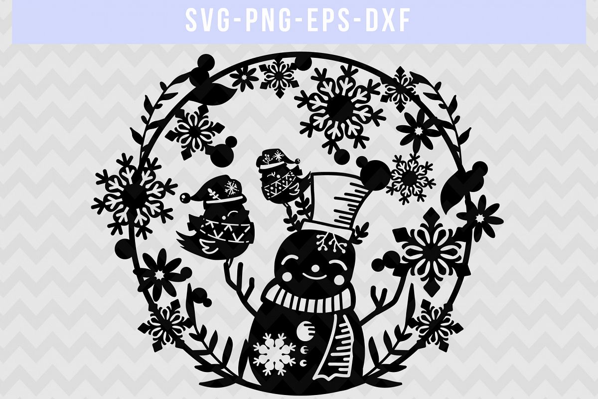 Download Winter SVG Cut File, Snowflake Papercut, Snowman Laser Cut