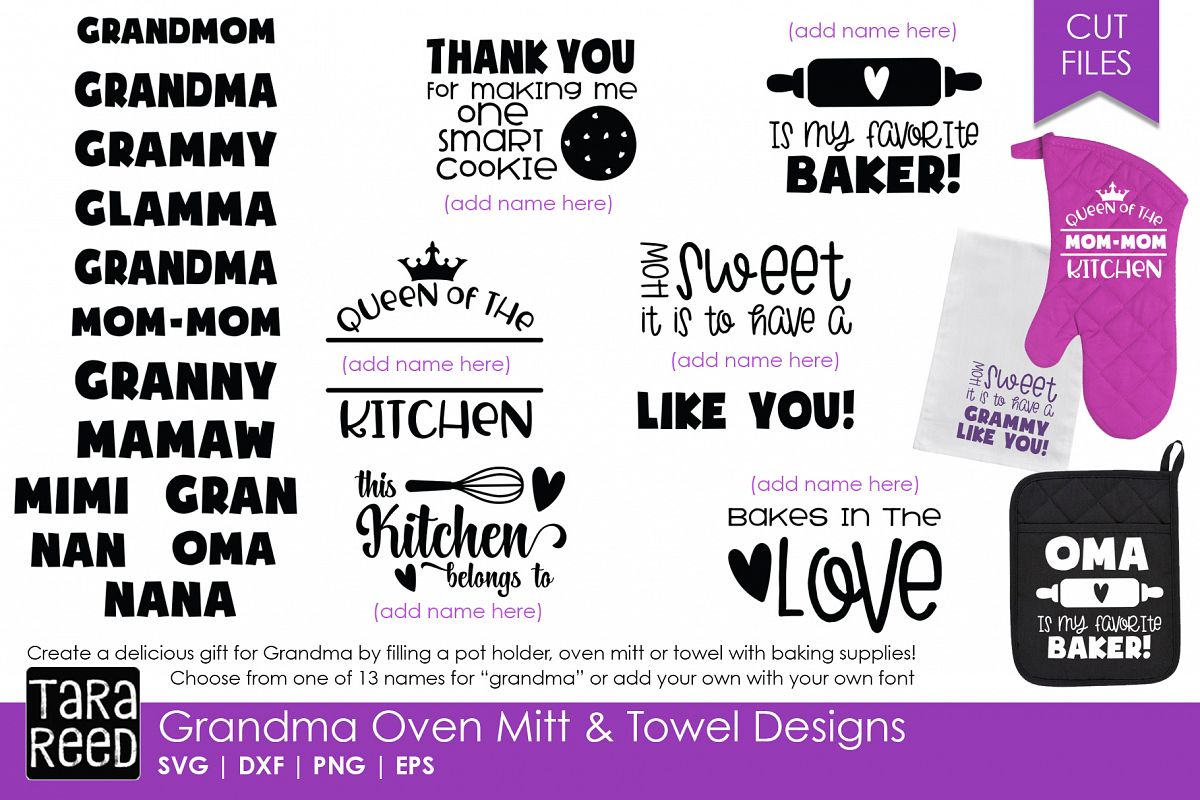 Download Grandma Oven Mitts & Towel Designs - Family SVG Files