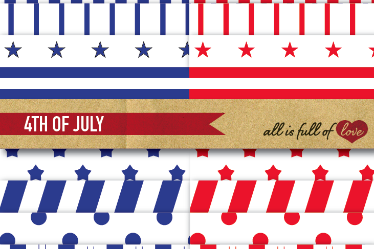 July 4 Background Patterns Americana Digital Paper Red and Blue Stripes and Stars example image 1