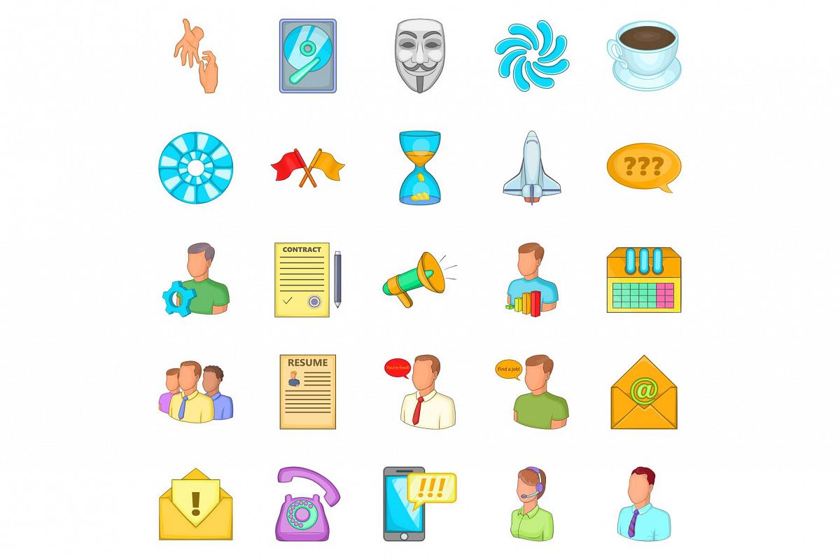 Business direction icons set, cartoon style example image 1