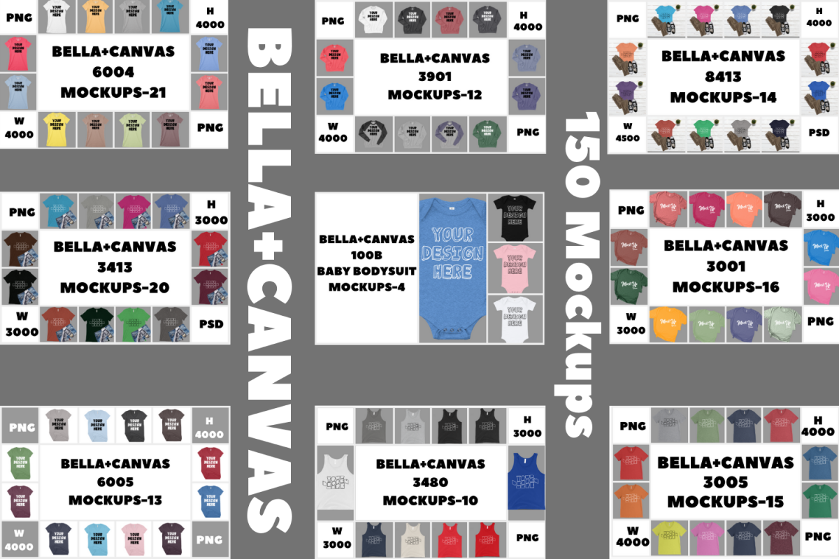 Bella Canvas Huge Bundle Mockups - 150|PNG example image 1
