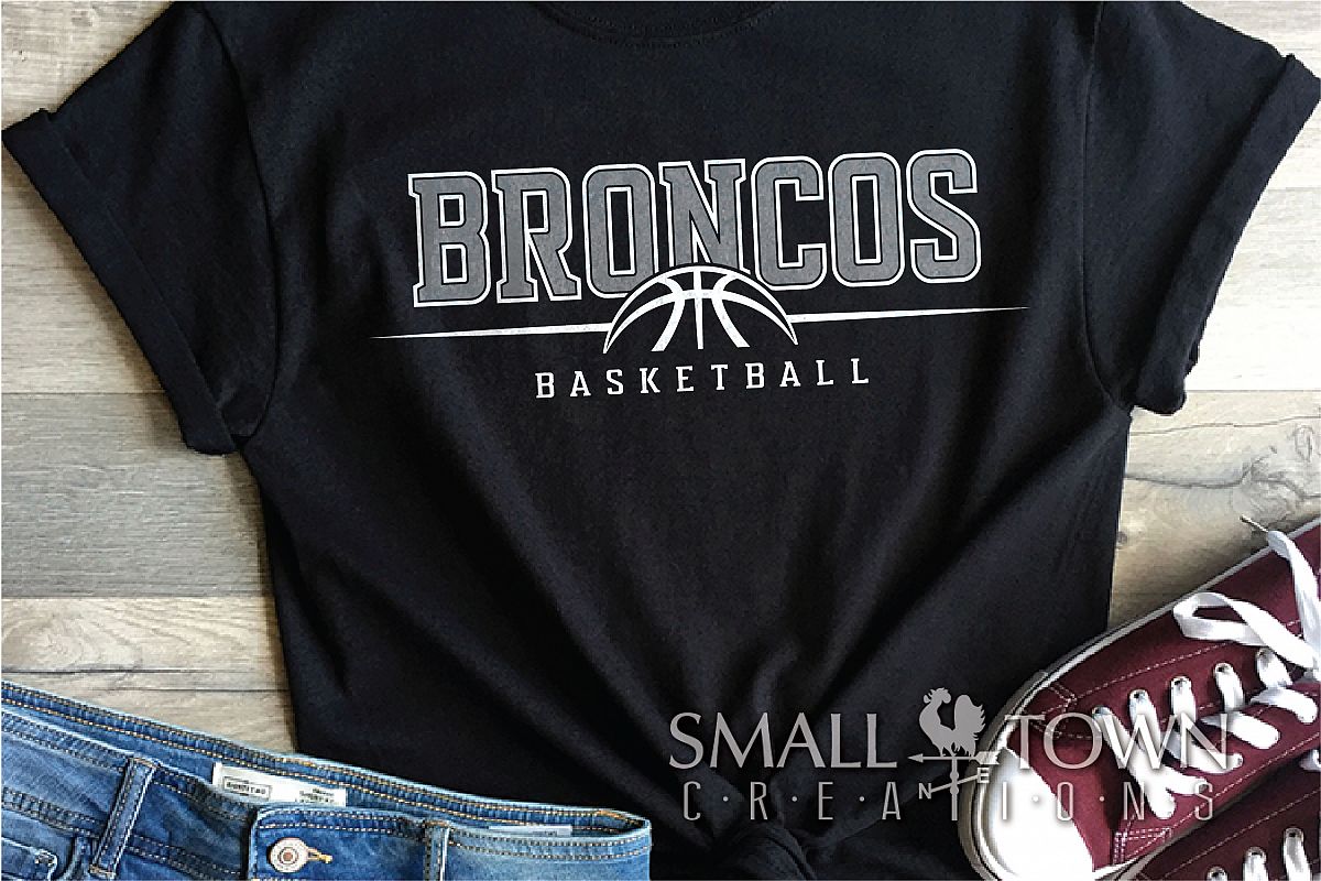 Bronco Basketball Logo, Team, Sports, PRINT, CUT & DESIGN example image 1