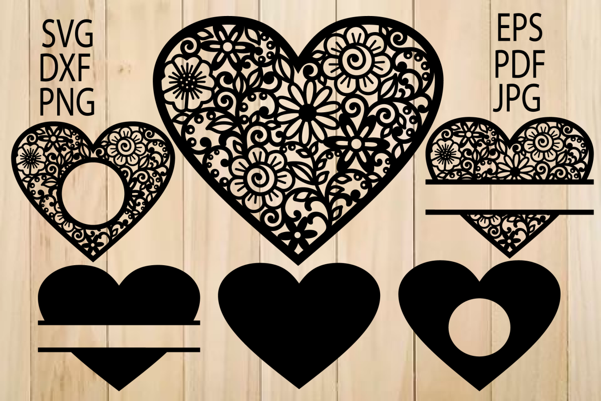 Download Heart SVG, Zentangle Heart SVG, Mandala Heart, Heart Frames