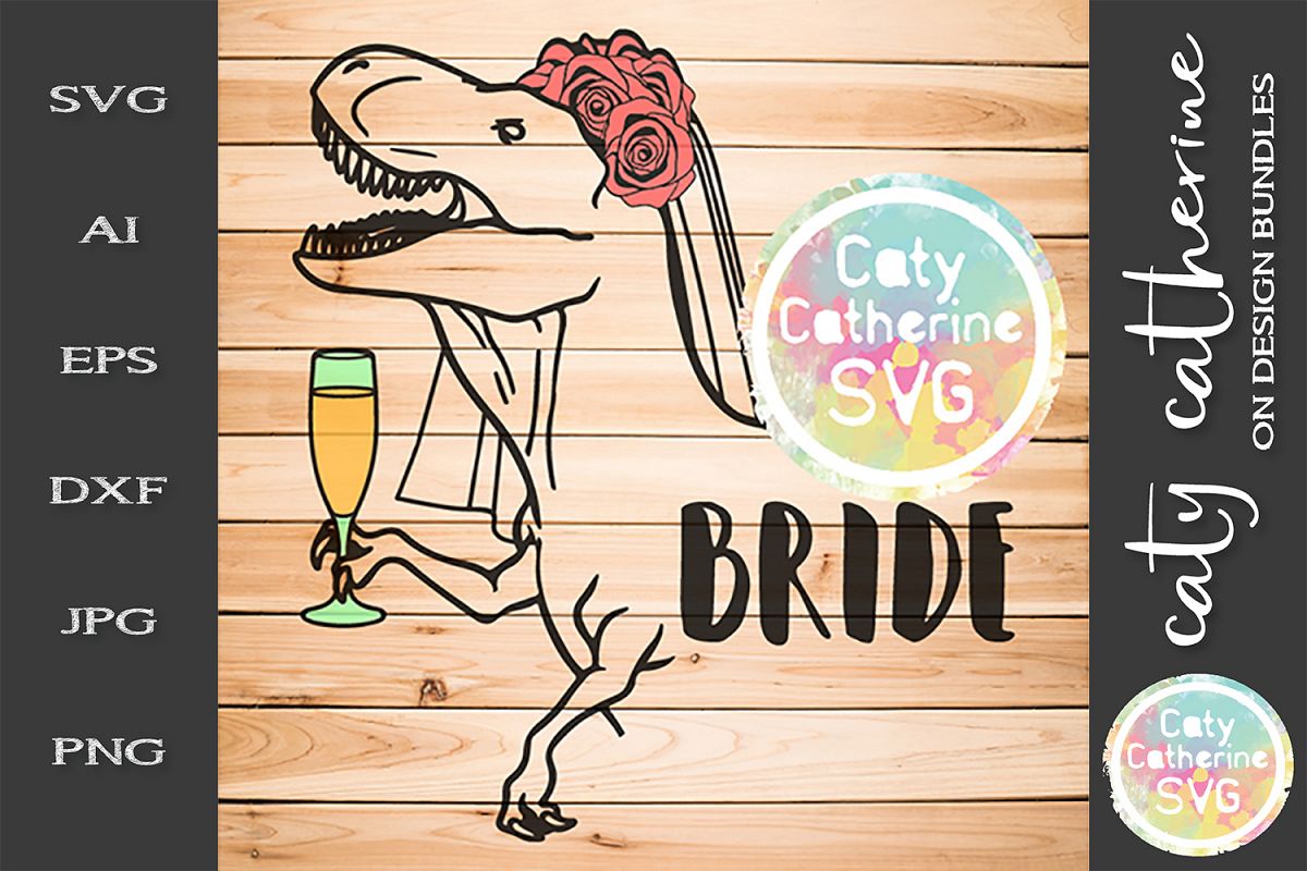 T-Rex Bride Monster Bride Wedding SVG Funny Cut File example image 1