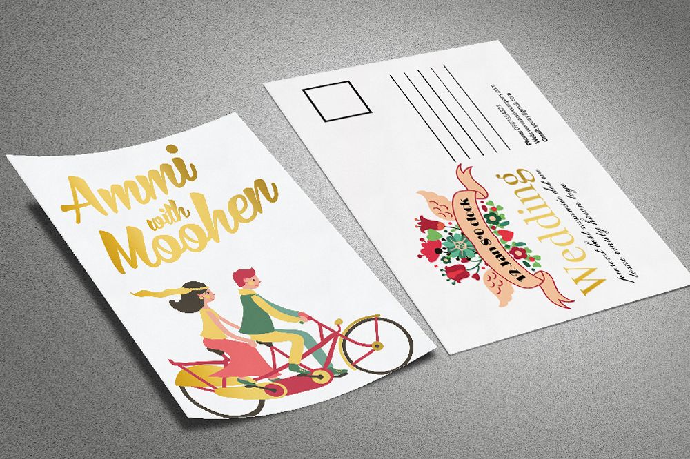 Floral Marriage psd Postcard Templates example image 1