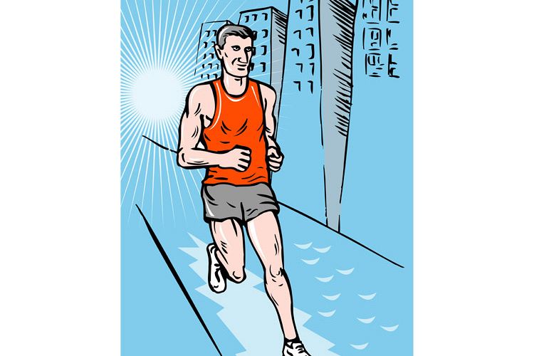 marathon runner running race sketch style example image 1