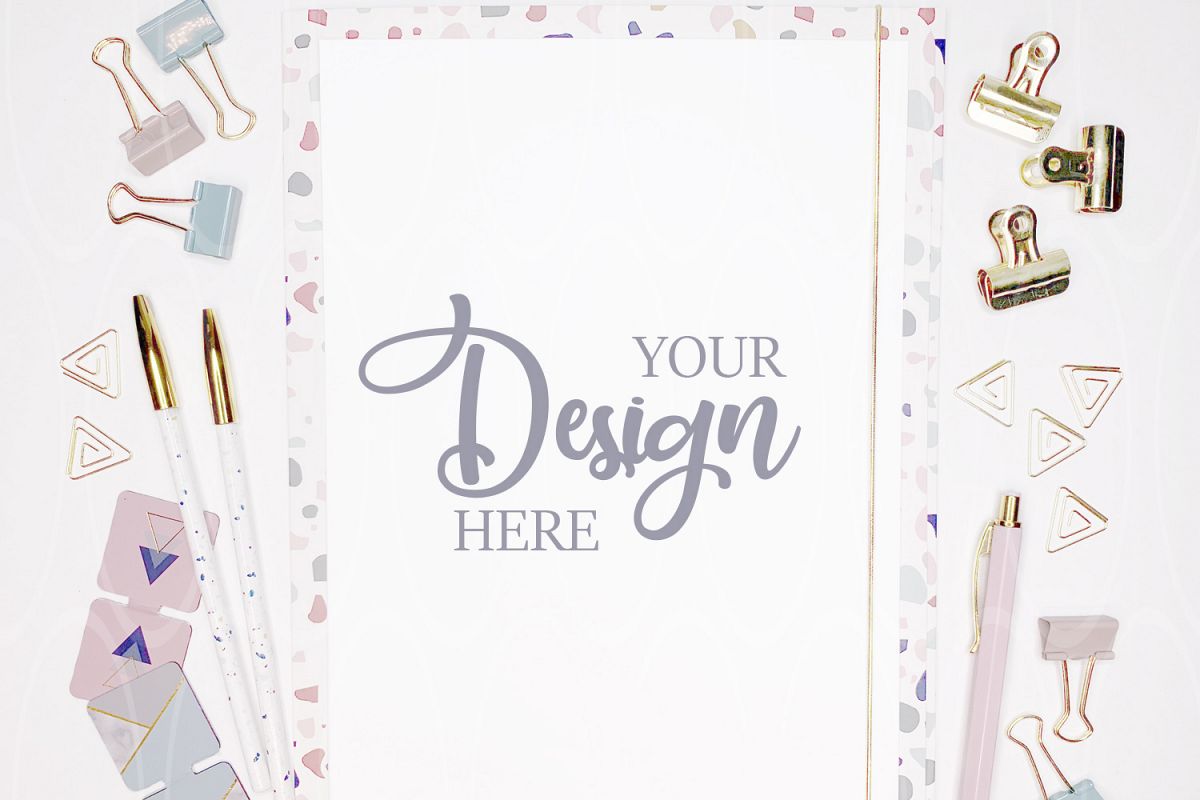 Blank Desktop with Clipboard Mockup Styled Stock Photography example image 1