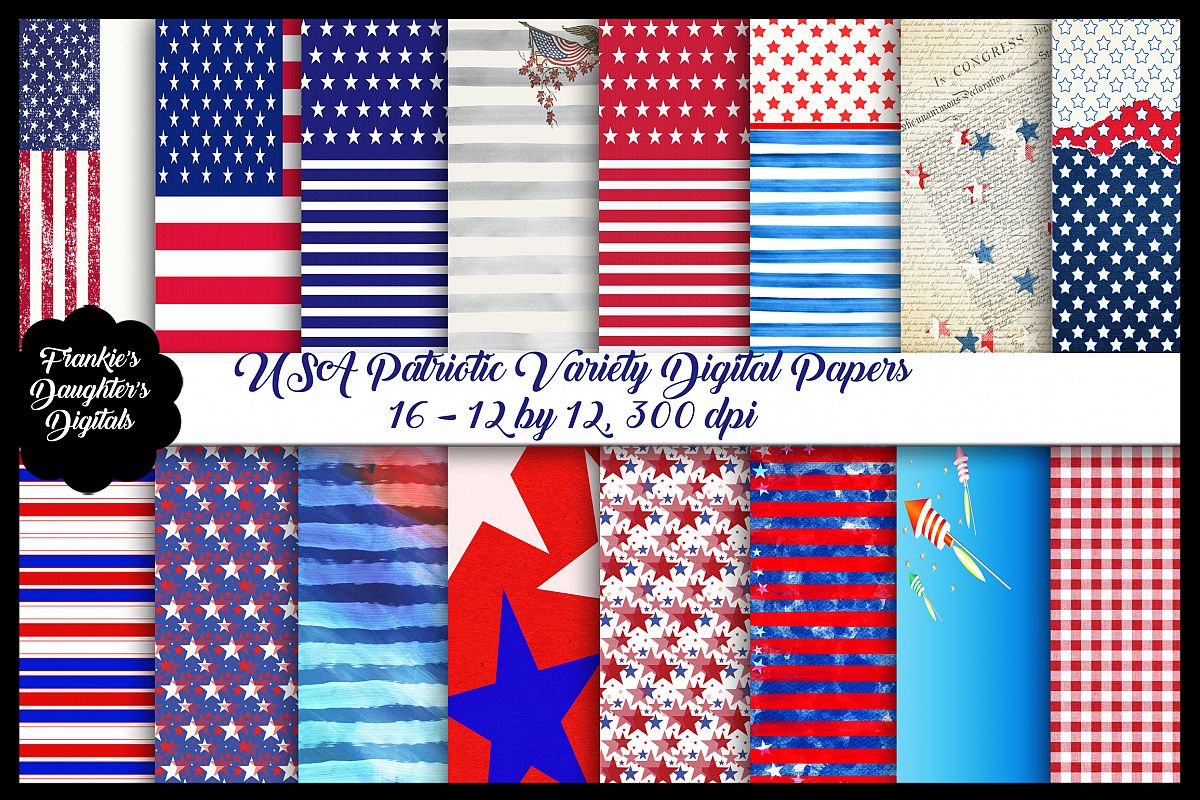 USA, 4th of July Patriotic Digital Papers example image 1