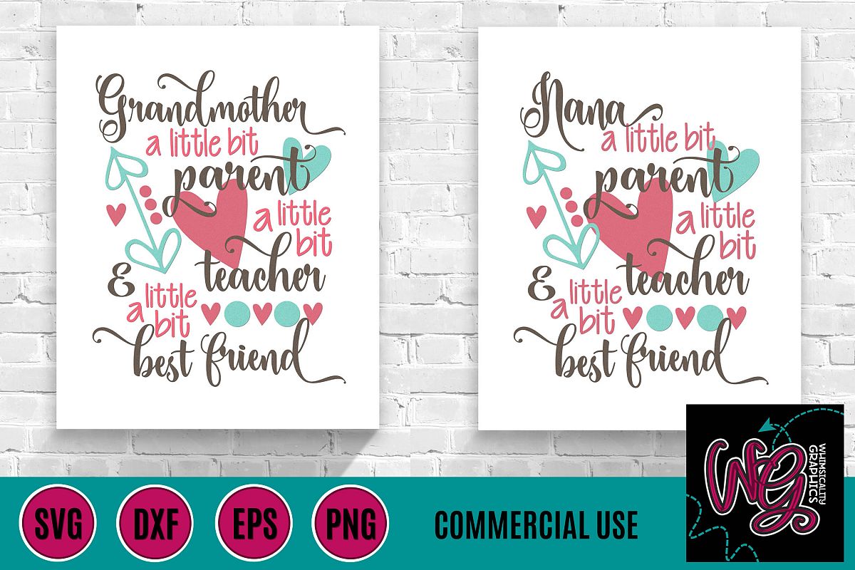 Grandmother Nana Parent Teacher Best Friend SVG DXF PNG EPS example image 1