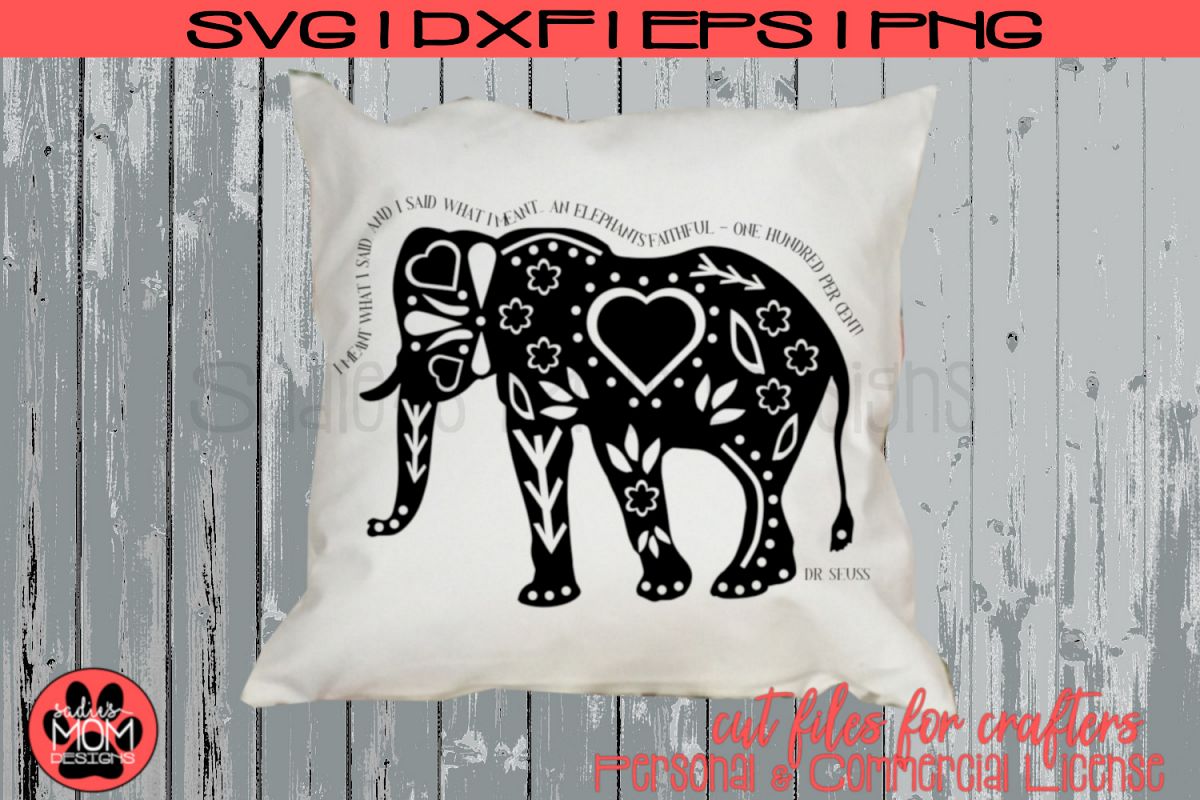 Dr Seuss Doodle Elephant SVG | Horton Cut File Design example image 1