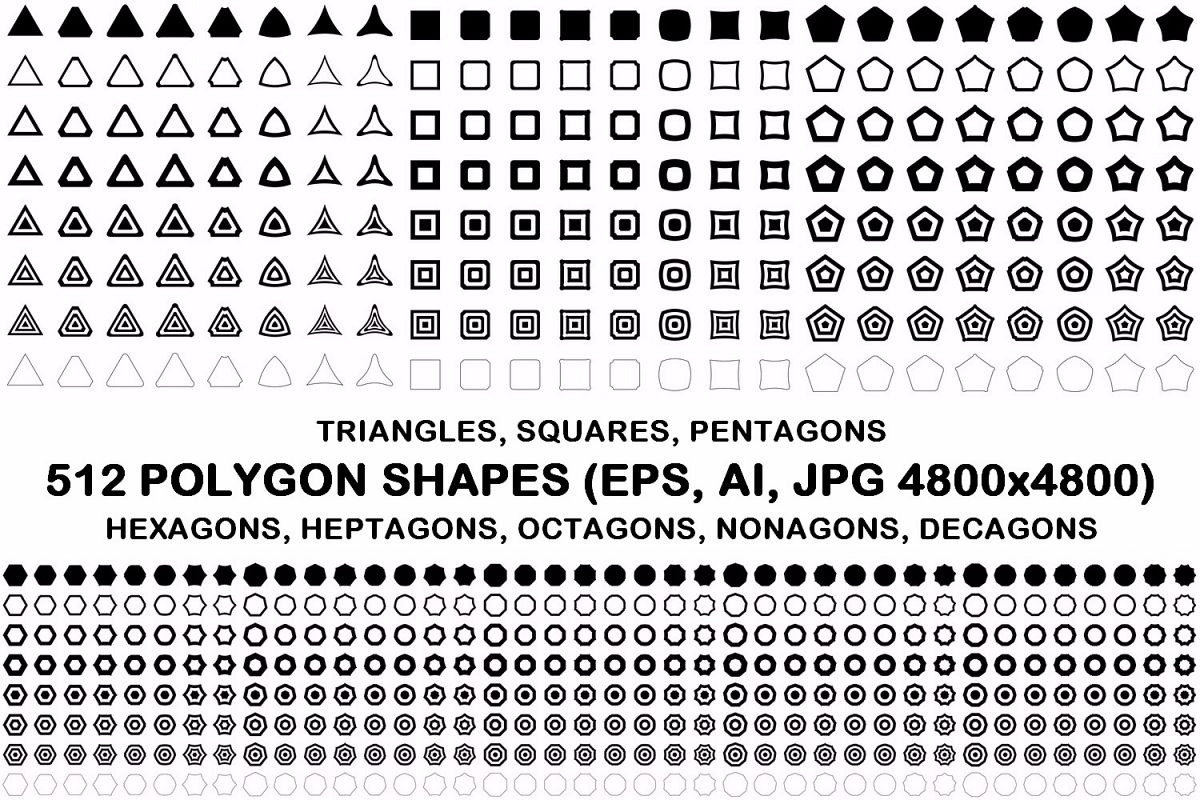 512 polygon shapes (EPS, AI, JPG 4800x4800) example image 1