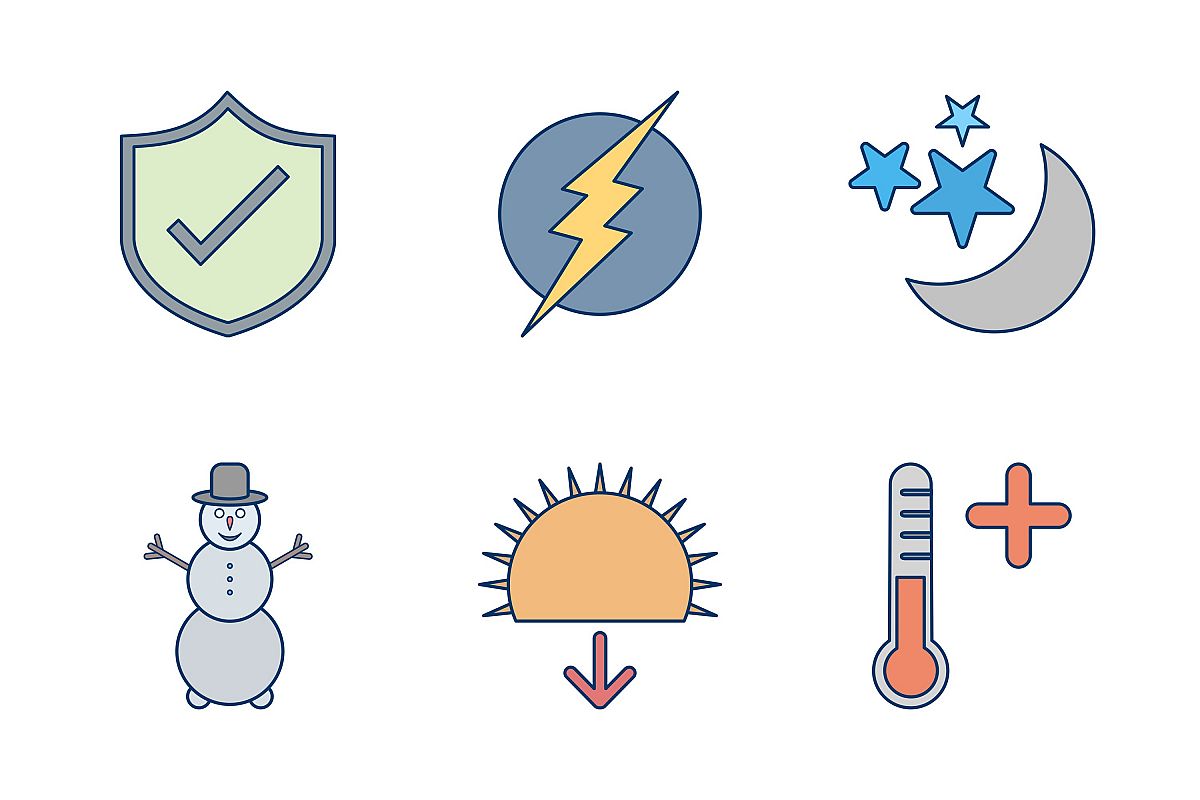 Set Of Weather And Season Icons example image 1