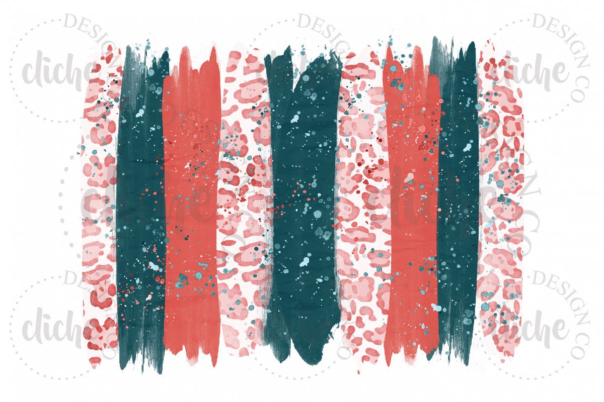 Turquoise Coral Paint Stroke Sublimation Design Background example image 1