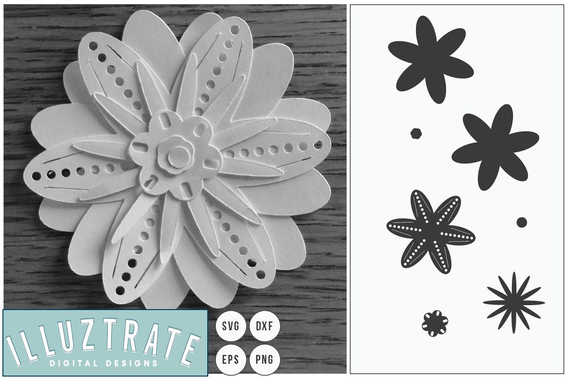 Paper Cut Flower | 3D Flower SVG Cut | Paper Flower Design example image 1