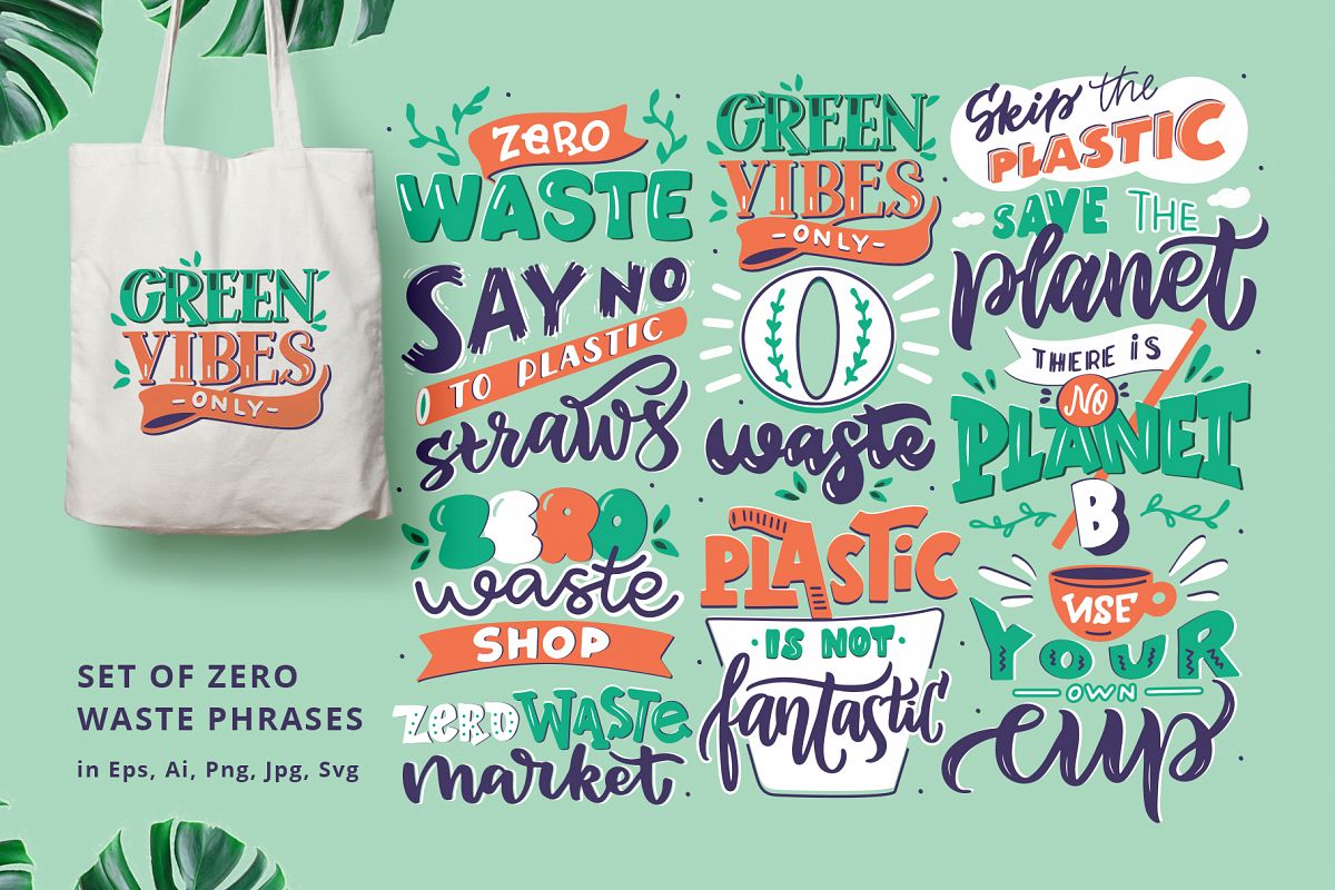 Lettreing set of Zero Waste example image 1