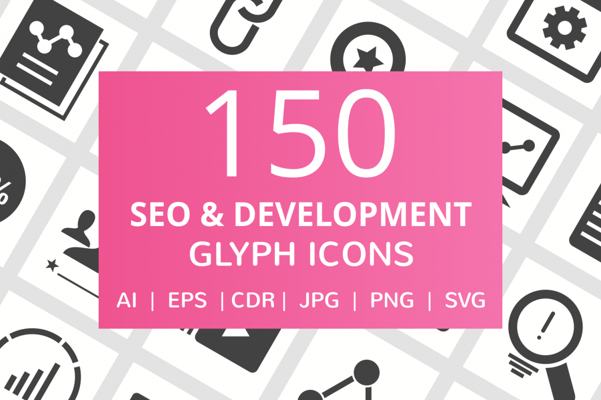 150 SEO & Development Glyph Icons example image 1