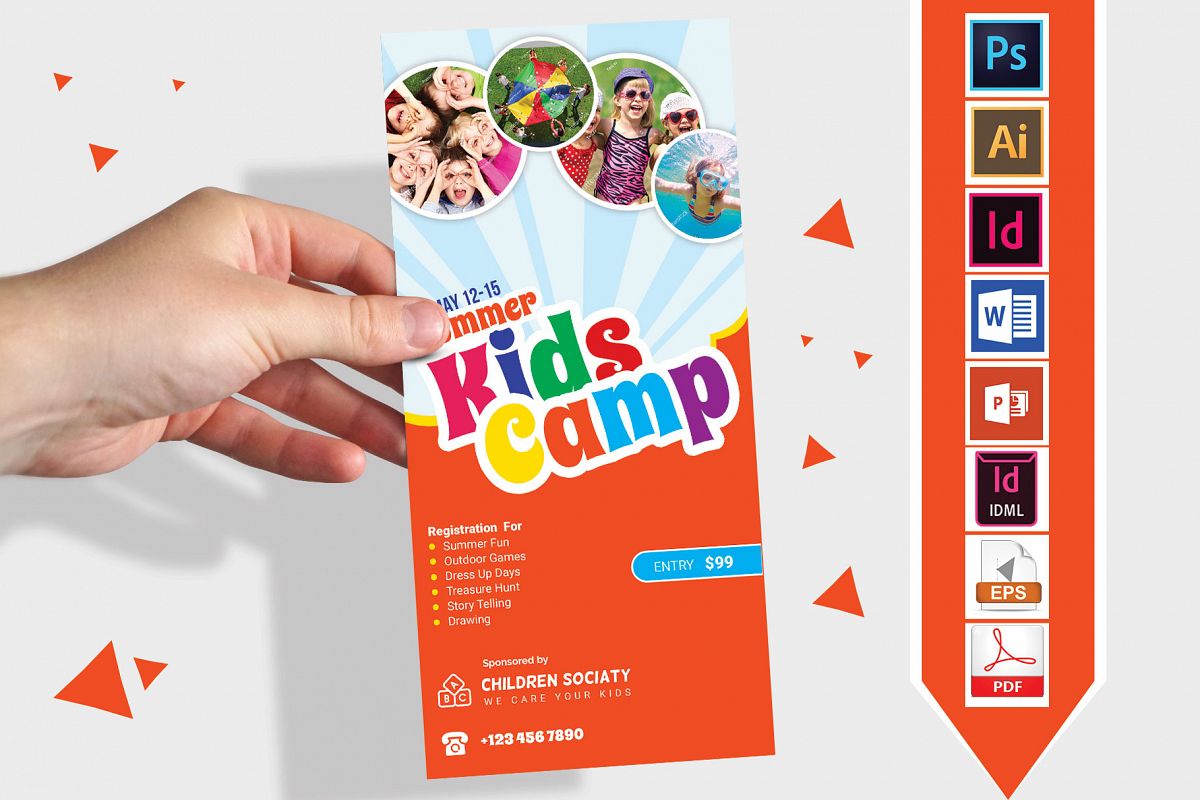 Rack Card | Kids Summer Camp DL Flyer Vol-2 example image 1