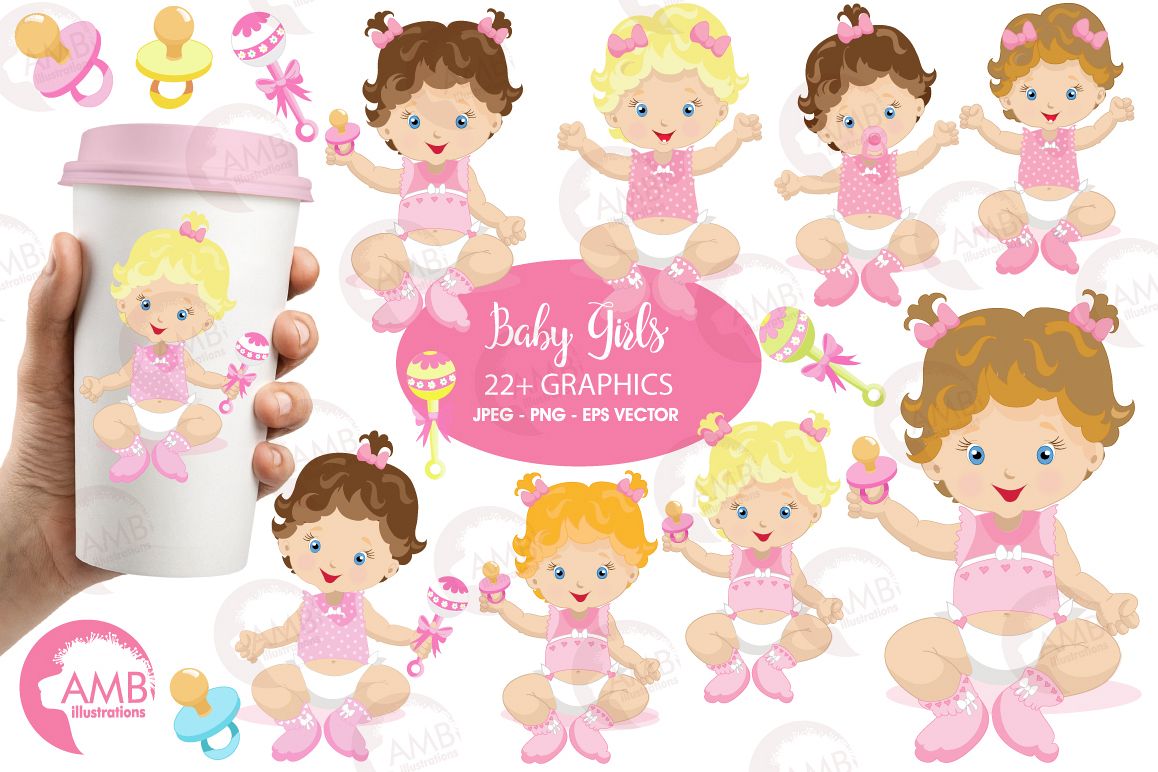 Baby Girl clipart, graphics illustrations AMB-830 example image 1