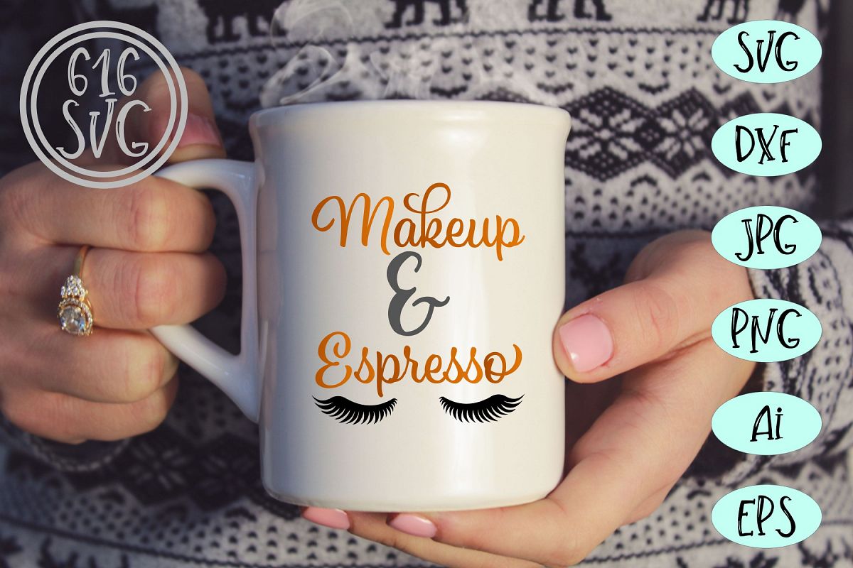 Makeup and espresso SVG, DXF, Ai, PNG example image 1