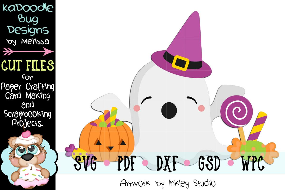Halloween Candy Ghost Cut File - SVG PDF DXF GSD WPC example image 1