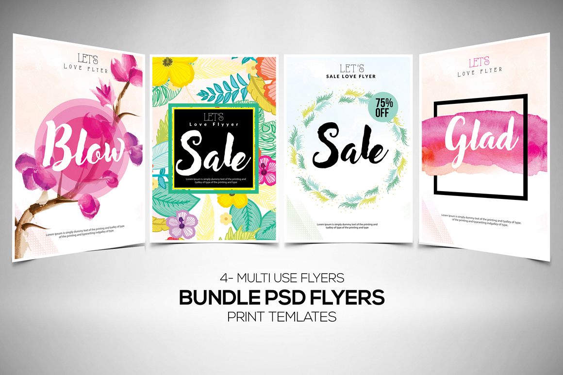 4 Sale Typography Flyers Bundle example image 1